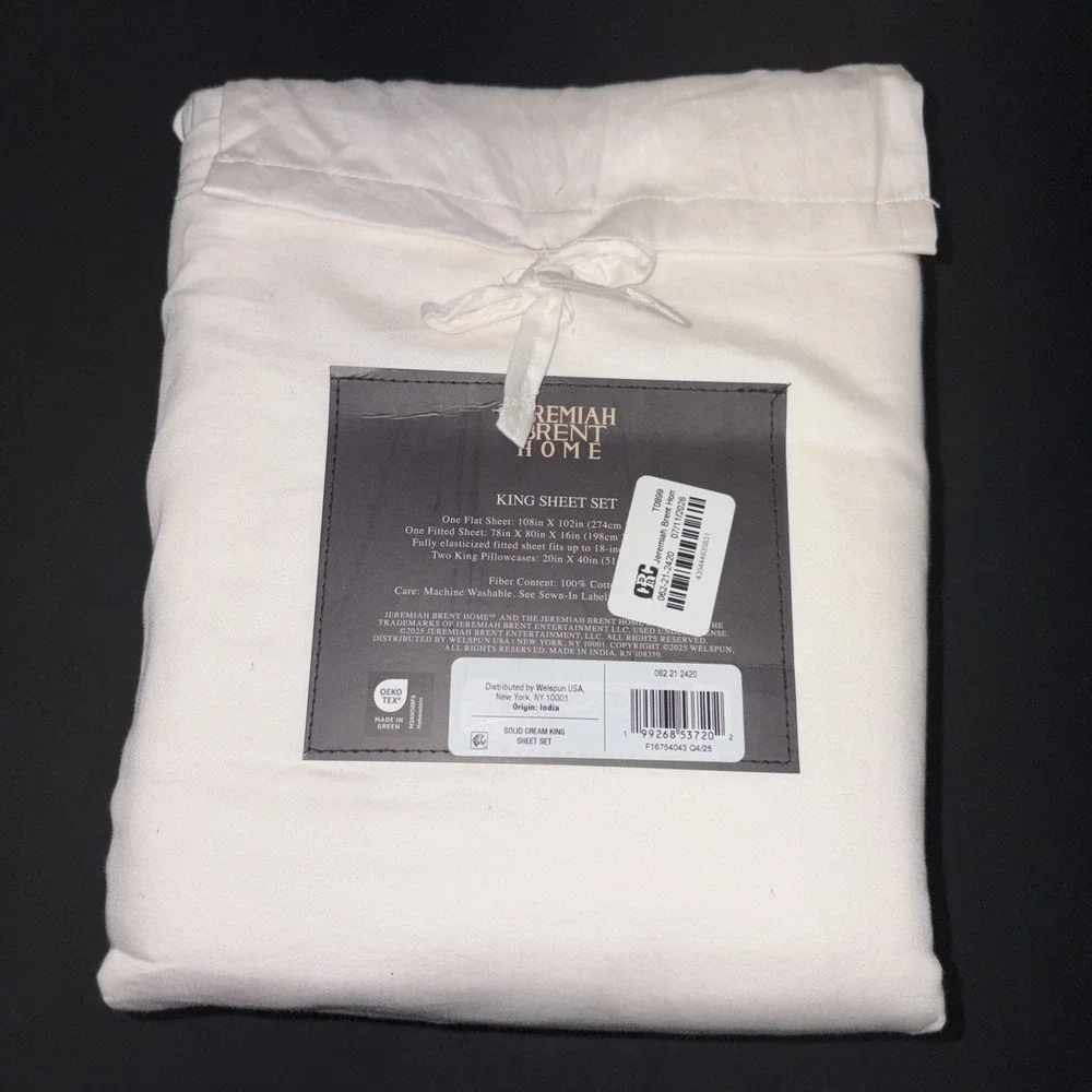 Jeremiah Brent Home Cotton Sateen Weave  4 Piece Sheet Set Size King 20727